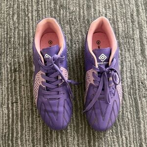 Purple and Pink Athletic soccer cleats